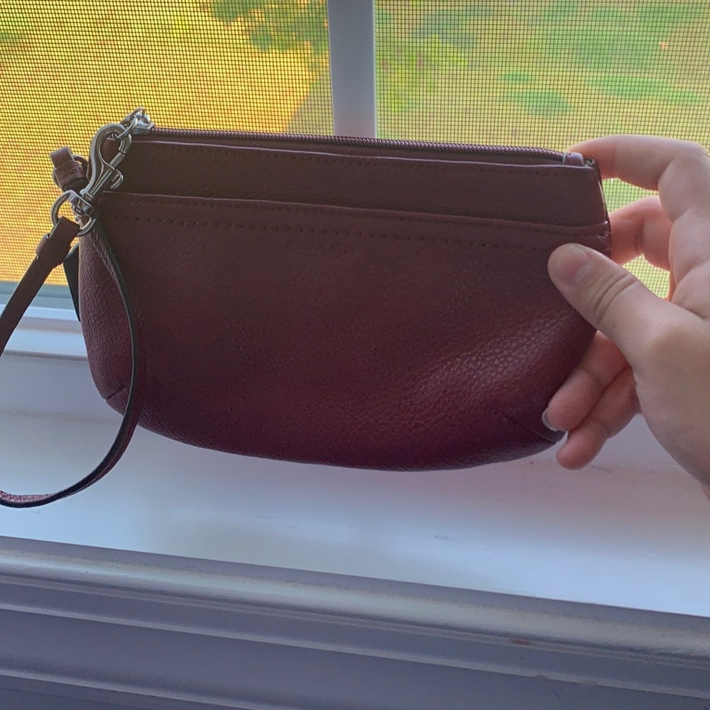 Small dark red coach wristlet